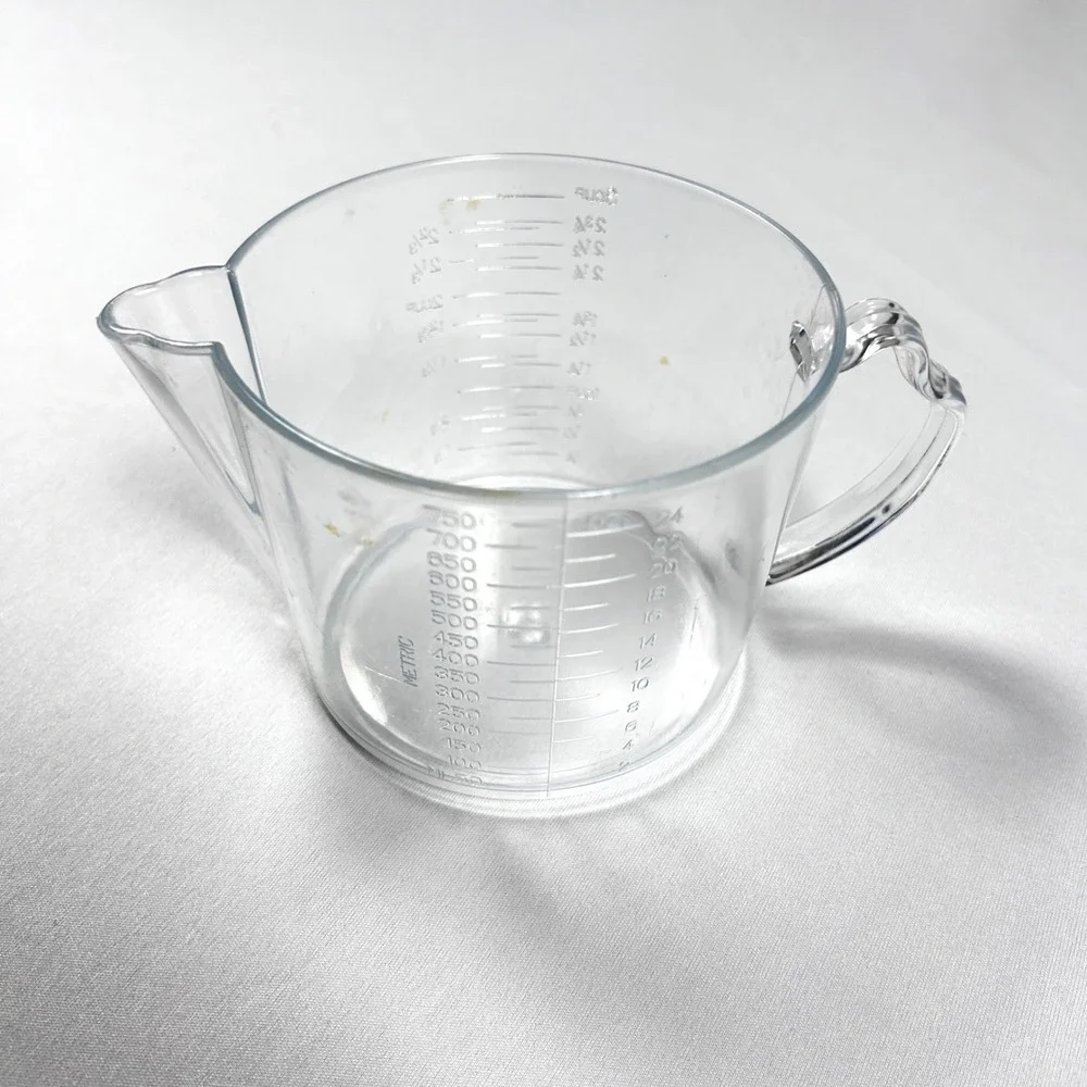Vintage Measuring Cup Spoon Set Plastic Pitcher Retro MCM 1970s Hong Kong w/Box